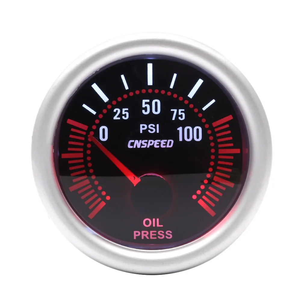 CNSPEED " 52 мм дым объектив бустер стержень PSI вакуумная температура воды масла вольтметр давления топлива Тахометр YC101309 - Цвет: Oil pressure gauge