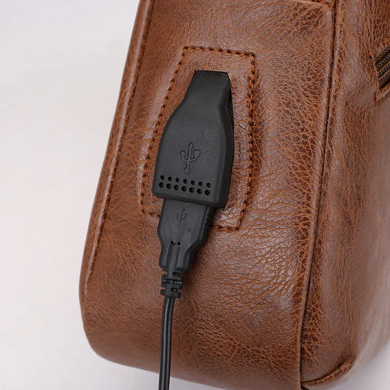 Корейская версия Мужская pu Грудь сумка USB зарядки мужские сумки Молодежные