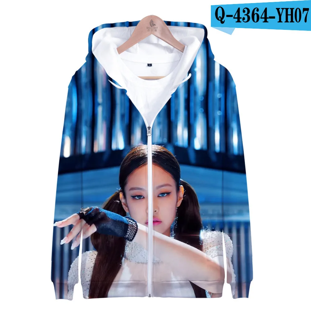 KPOP BLACKPINK толстовка на молнии с 3D принтом в Корейском стиле, черный, розовый, KILL THIS LOVE Album, для мужчин и женщин, в стиле хип-хоп, свитшот на молнии с капюшоном, верхняя одежда - Цвет: G