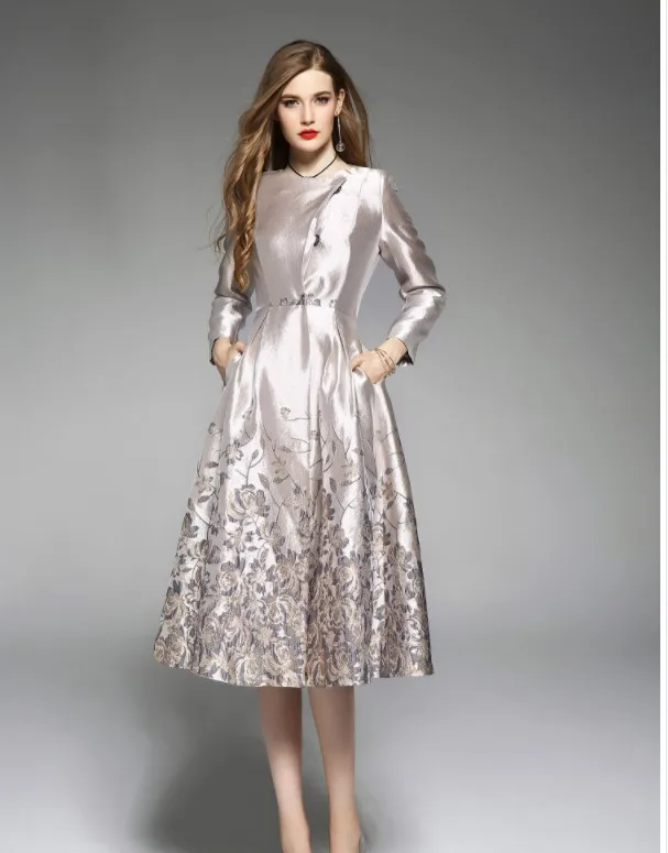 2021 New Fashion Spring Women's Luxury Jacquard Embroidery Long Trench Coat Ladies Autumn Elegant Floral Overcoat Wind | Женская