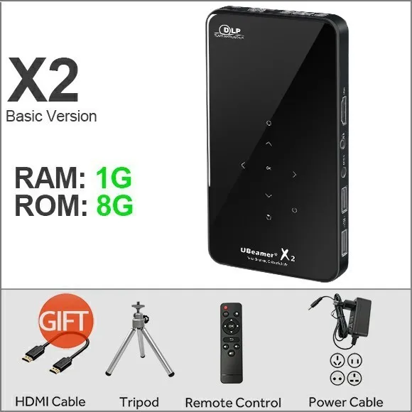 AUN светодиодный проектор X2. WiFi Android 3D проектор для домашнего кинотеатра. Мини-проектор кинотеатра. Поддержка 1080P(опционально Голосовое управление - Цвет: X2(1G-8G)
