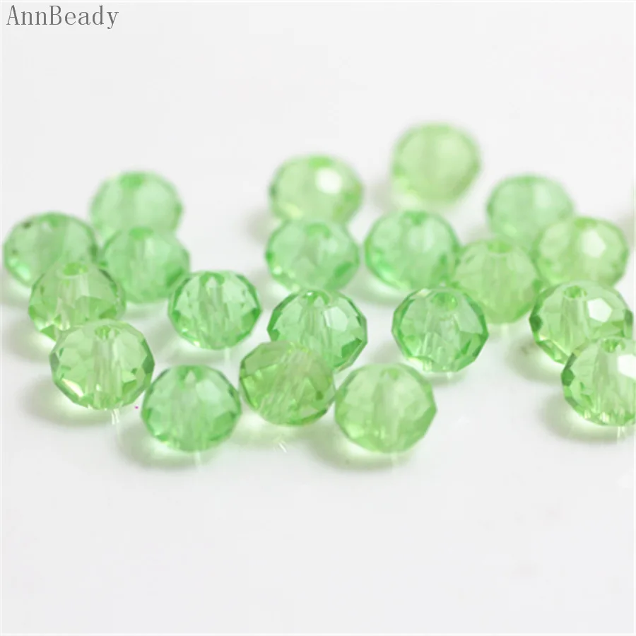light green AnnBeady фиолетовый АВ 4 цвета x6mm, 50 шт в наборе, камушки-бусинки Rondelle, австрийский кристалл, с украшением в виде кристаллов Стекло бусины Свободные Spacer Бусины для изготовления ювелирных изделий - Цвет: light green