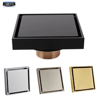 100 solid brass square bathroom shower floor drain tile insert invisible water filter black gold chrome nickel brushed