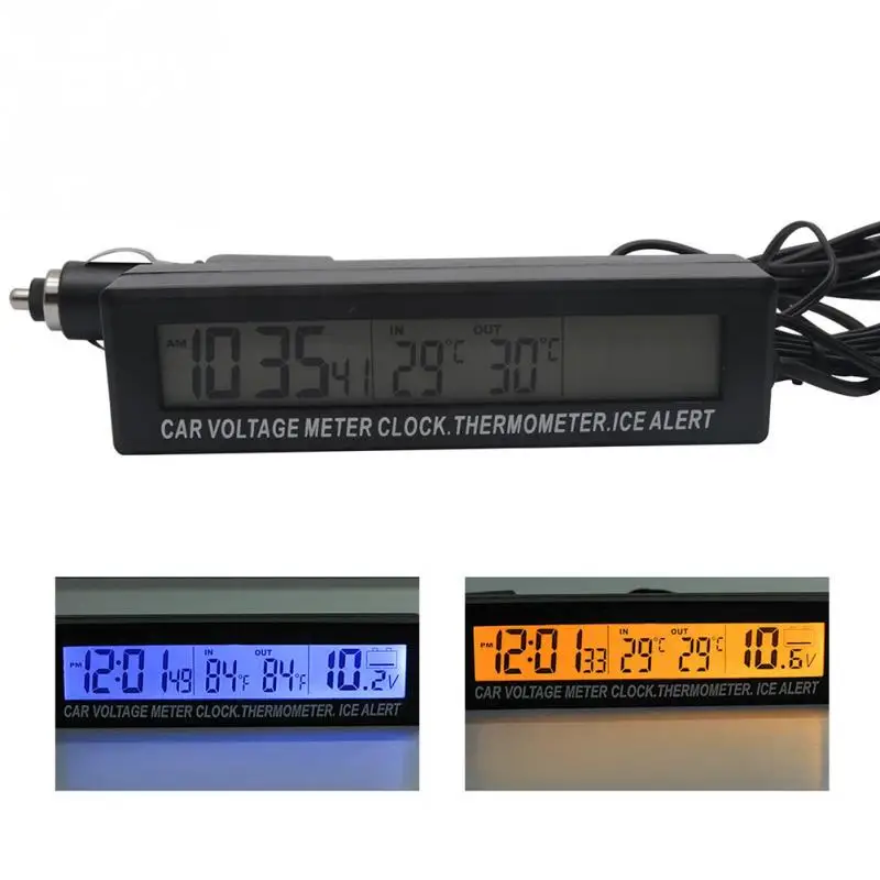 3 In 1 Car LED Digital Clock In/Outdoor Temperature Thermometer Voltage Meter 12V Multifunctional Noctilucence | Автомобили и