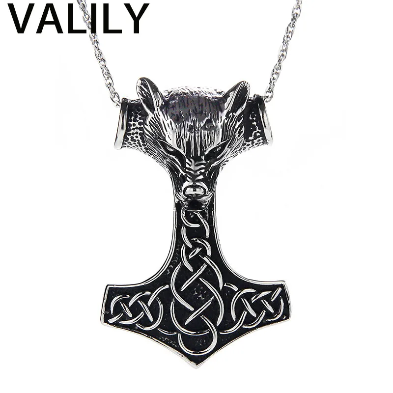 Мужское ожерелье Серебряный черный Волчья Голова индивидуальный кулон из