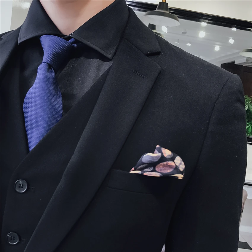 Мужской строгий костюм черный облегающий элегантный для свадьбы размер 48 56
