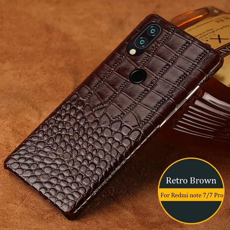 Коричневый Чехол из натуральной кожи s для Red mi Note 7 7Pro Note 5 4 4X чехол для телефона для Xiaomi mi 9 8 Lite Explore ore A2 Pocophone F1 Чехол Броня - Цвет: Коричневый