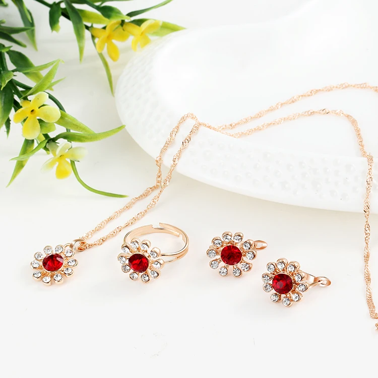 Романтические очаровательные Хрустальные Серьги в виде цветка ожерелье кольцо