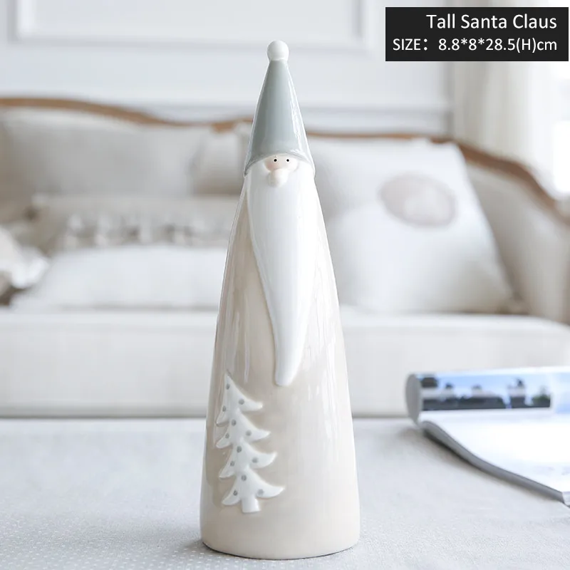 Tall Santa Claus Miz 1 шт керамические украшения для рождества кукла рождественский подарок для детей Санта-Клаус Олень фигурка 2 размера - Цвет: Tall Santa Claus