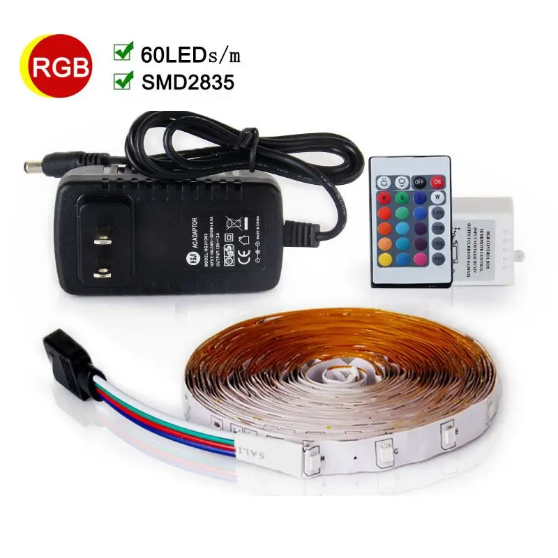 RGB светодиодная лента свет 5 м 60 светодиодов/M 2835 SMD DC12V гибкие Освещение строка