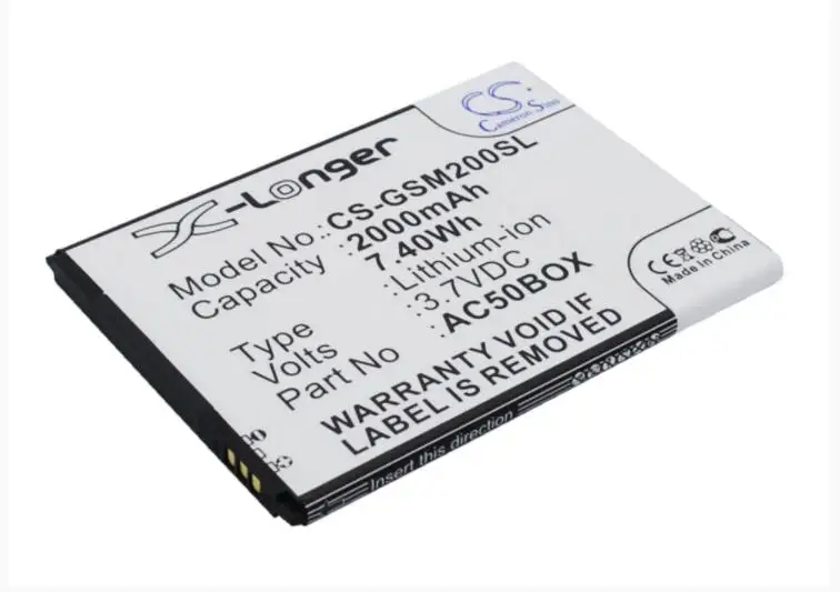 Аккумулятор Cameron Sino 2000 мАч для ARCHOS 50 Neon 4G Platinium 50b Oxygen 50B Sauerstoff AC500BNE