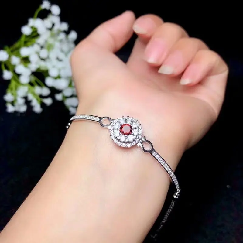 

shilovem 925 sterling silver Natural garnet Rings pendants earrings bracelet fine Jewelry open send necklace btz050509ags