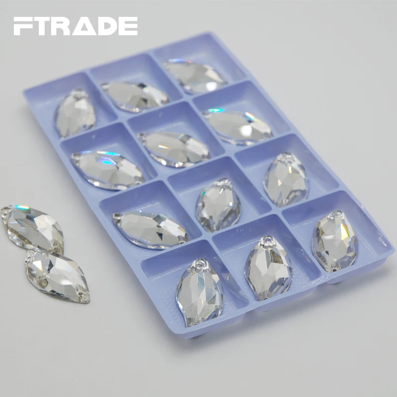 Promotions!Leaf Shape Glass Crystal Clear Color Beauty Fish Sew on Rhinestones For Arts Crafts Sewing Clothing Decoration | Дом и сад