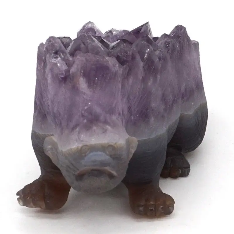 6.3&quot Hedgehog Statue Natural Agate Geode Amethyst Cluster Crystal Carved Crafts | Декор для дома