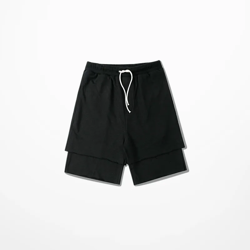 Мужские шорты с имитацией двух частей черный зеленый цвет дышащие для бега