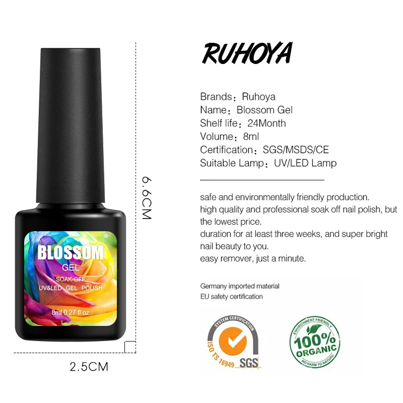 Ruhoya прозрачный дизайн ногтей тату Клей Цветущий эффект цветочный Гель лак