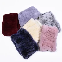 2021 womens knitted rex rabbit fur scarves kids rex rabbit fur soft wraps rings style winter warm real fur neckerchief