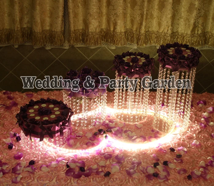

4pcs/lot Small size Wedding Cake Stand crystal cake holder Round Crystal wedding cake Cupcake stand D15,15,20,25,H40,30,20,10
