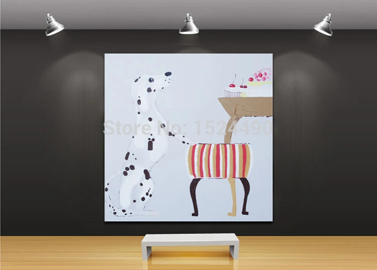 Картина маслом с животными картины ручной работы надписью Love To красть Eat Dog декор