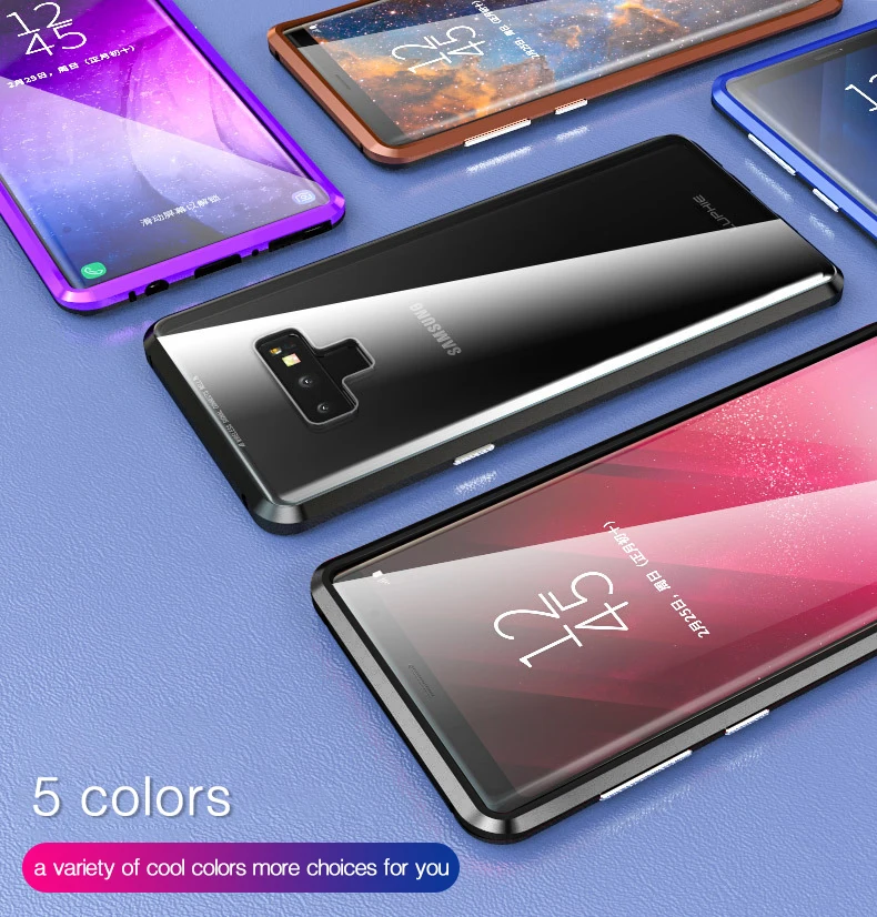 LUPHIE 360 Полный Магнитный чехол для samsung Galaxy S9 S8 Plus Note 9 передний задний стеклянный чехол для samsung Note 8 9 Магнитный чехол s