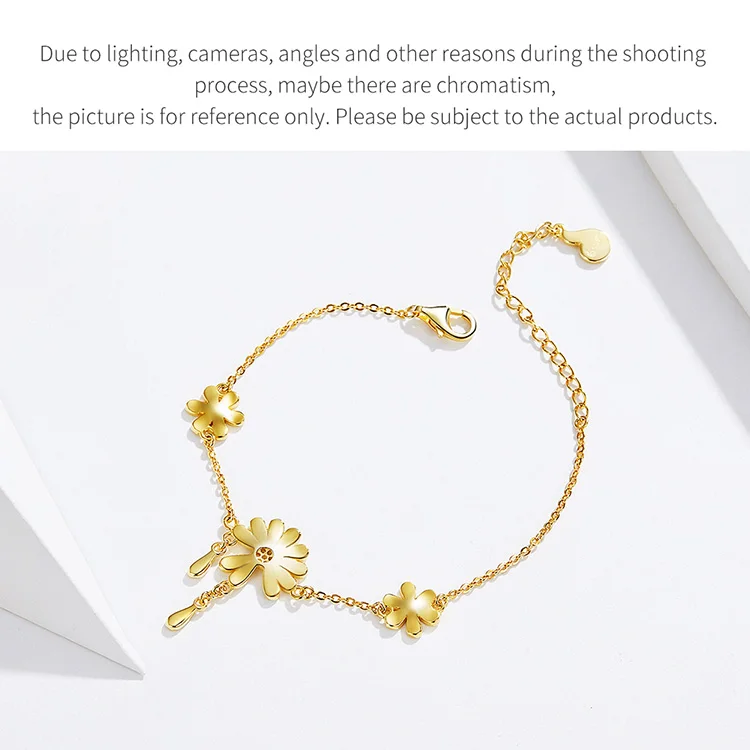 Bamoer Falling Petal Daisy bracelets для женщин, модное ювелирное изделие, белая эмаль, браслет-цепочка с цветами, серебро 925, ювелирное изделие, подарки BSB018