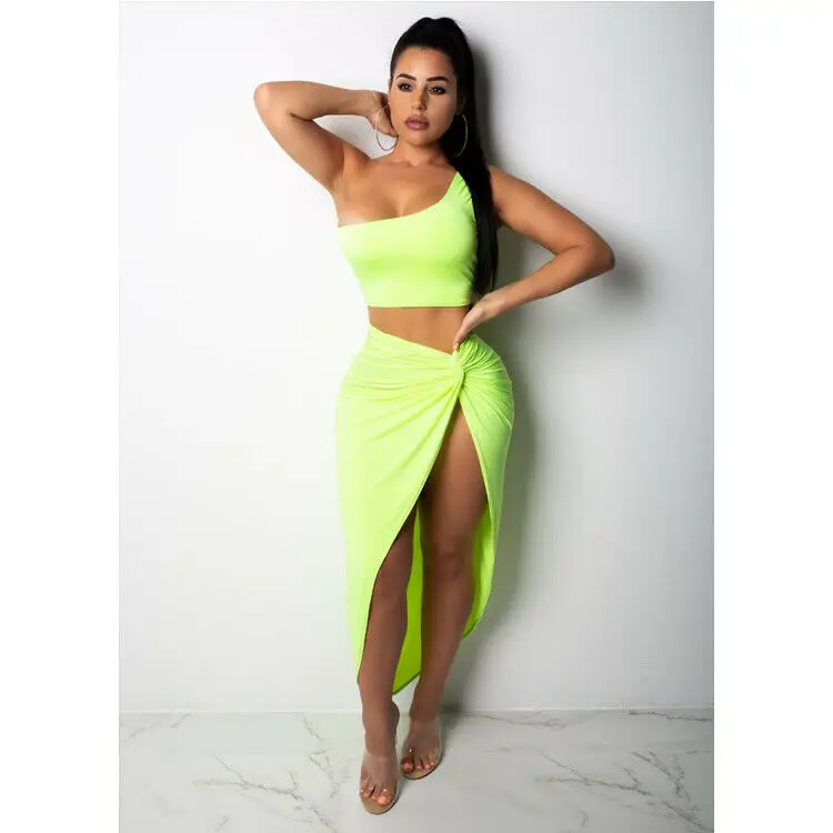 Новый стиль Женский комплект топ короткая юбка Bodycon вечерние из двух предметов