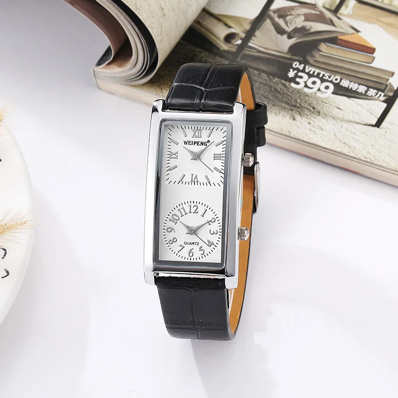 White Dial Женские повседневные часы, 2 циферблата, часовой пояс, женские модные элегантные наручные часы, кварцевые часы,, кожаный ремешок, Relogio Feminino - Цвет: White Dial