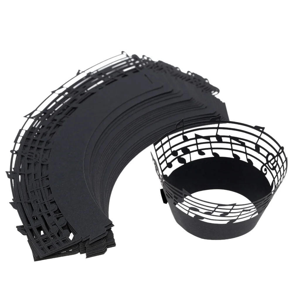 50 шт. лазерная резка изящные резные музыкальные ноты обертки для кексов красивая