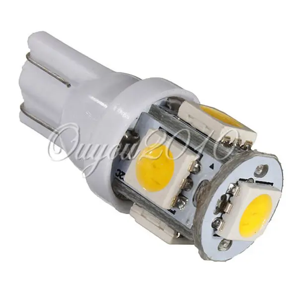 2 шт./лот теплый белый 3000K T10 W5W 5 SMD 5050 LED Автомобильный номерной знак Клин боковые