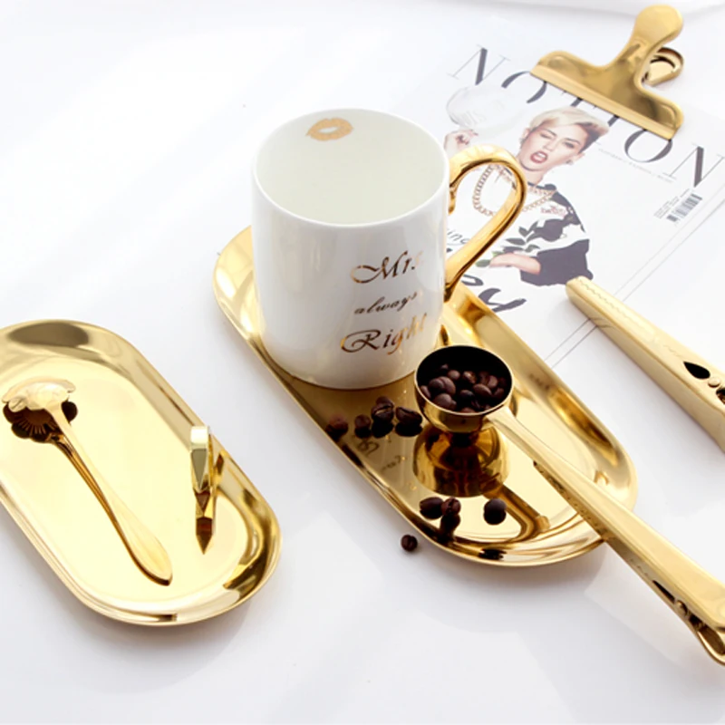 Розово-Золотая ложка из нержавеющей стали в скандинавском стиле два одном с