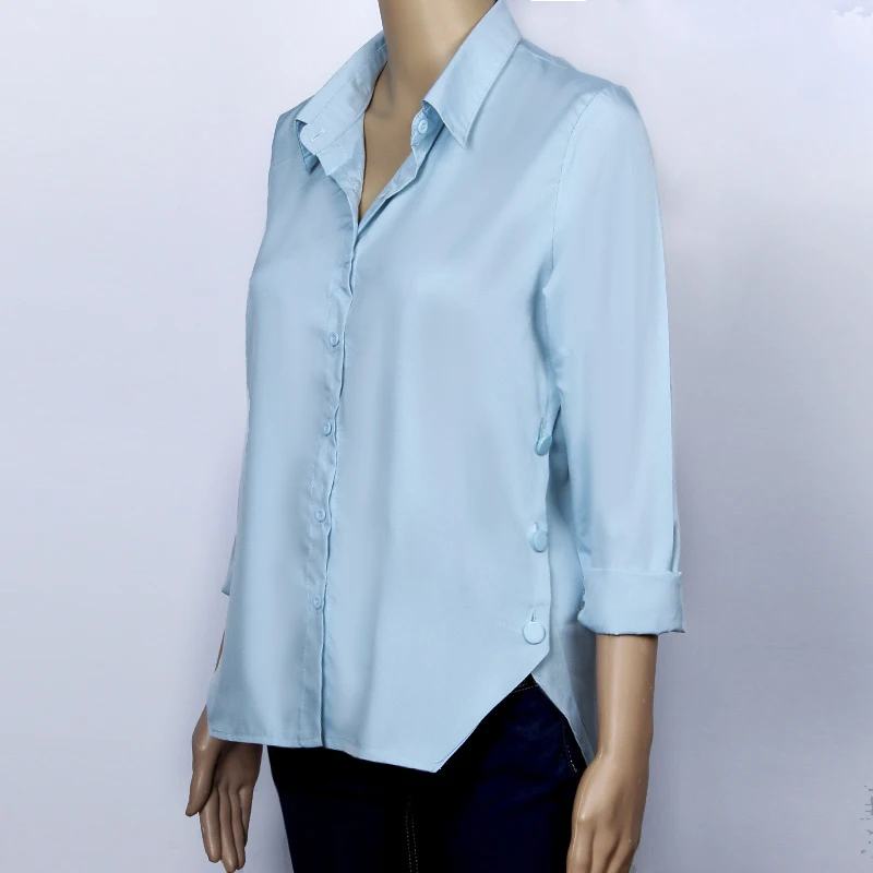 Spring Plus Size Women Sexy V Neck Chiffon Blouse Long Sleeve Irregular Shirts Turn-Down Collar Ladies Tops |