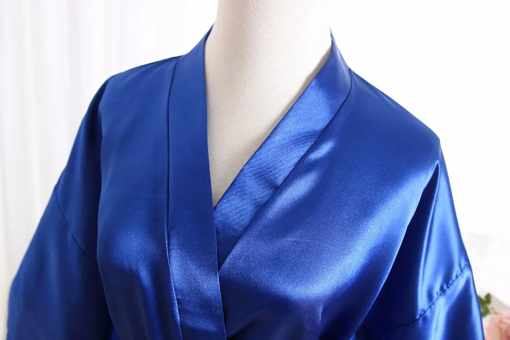 Sexy Women's Deep-V-Neck Nightwear Robes Wedding Bride Bridesmaid Mid-Sleeve Lace Silk Female Bathrobes Sleepwear Solid | Женская