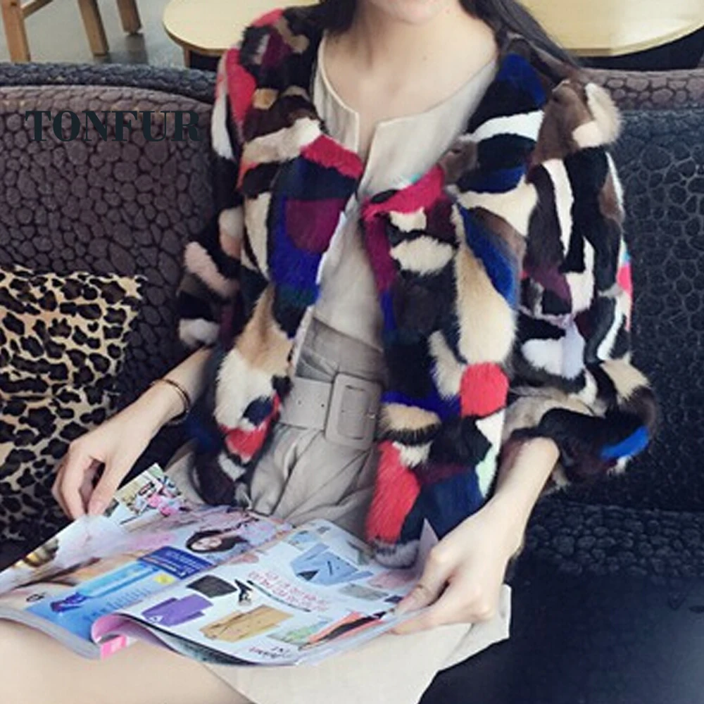 Новое поступление 2019 шуба из натурального меха норки теплое роскошное лоскутное