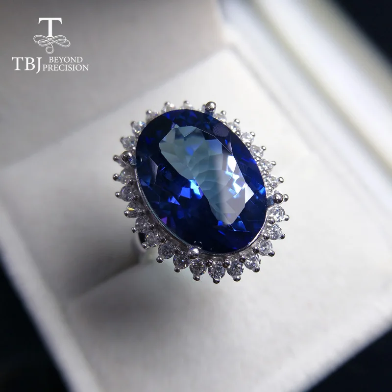TBJ Диана кольцо из нержавеющей стали для вечерние большой 14ct покрытием синий