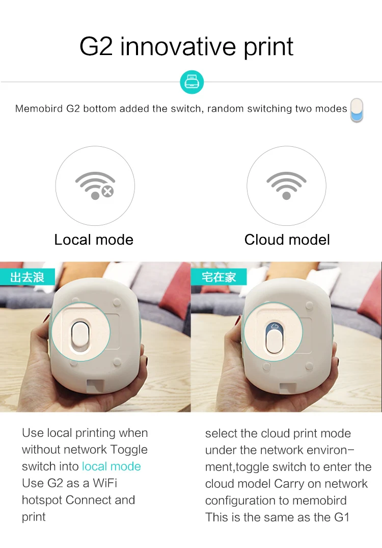 MEMOBIRD G2 Wifi синий портативный принтер для печати штрих-кодов Wifi фотопринтер беспроводной карманный термопринтер JEPOD