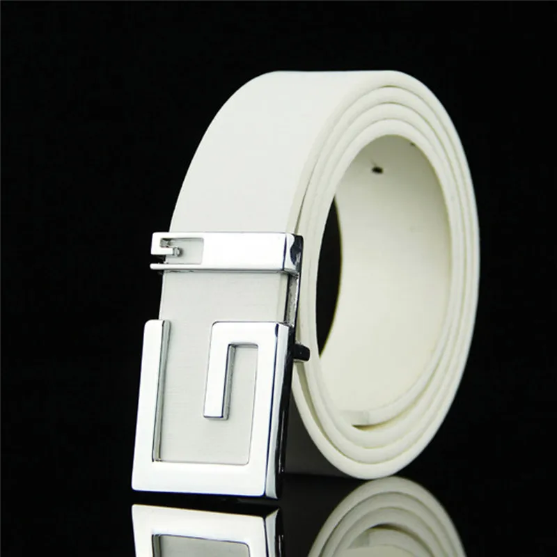 Новинка модный мужской кожаный ремень с гладкой пряжкой пояс для отдыха Cinturones Para