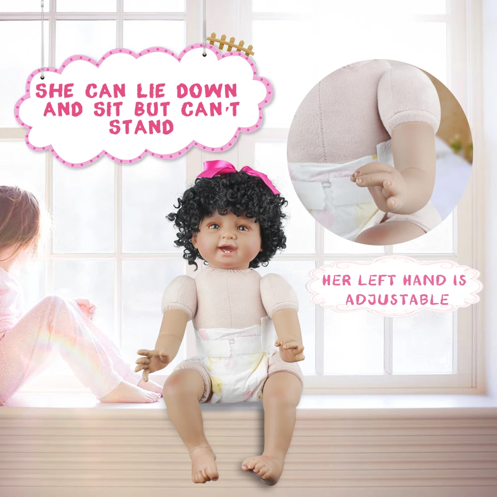 Кукла NPK 55 см черная мягкая силиконовая для всего тела|doll soft|reborn baby dolls newbornreborn doll |