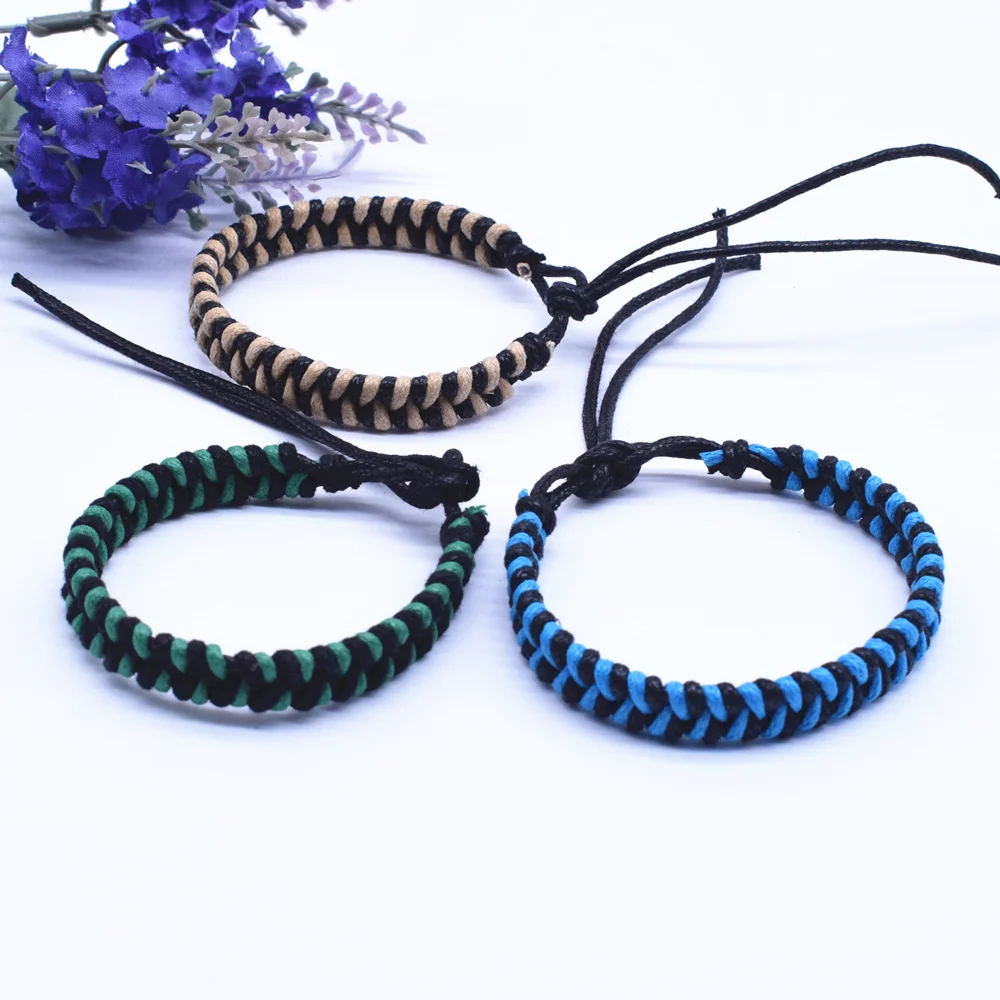 Fashion Sport Style Flag Color Adjustable Size Hand-woven Wax Rope Bracelet for Fans Friendship Men Women Jewelry | Украшения и