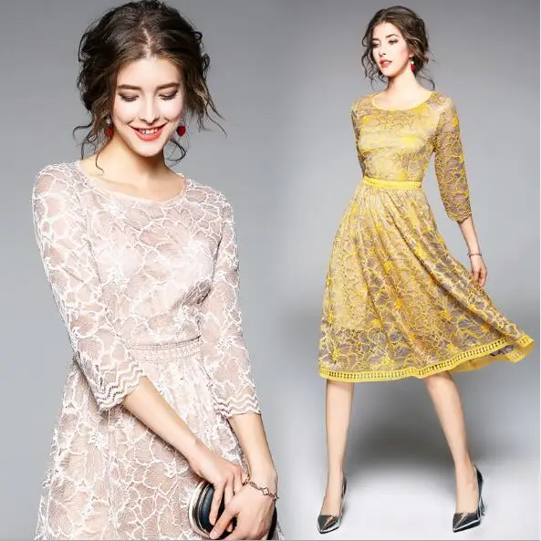 Женское кружевное платье трапециевидной формы повседневное облегающее с