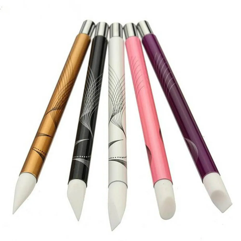 5Pcs Silicone Brush Sculpture Pen Carving Builder Painting Polish UV Gel Craft Nail Art Manicure Tool Set Beauty Accessories | Красота и