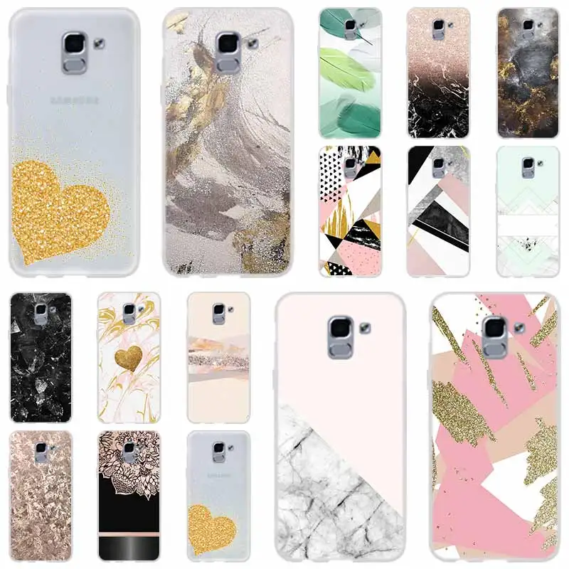 Marble BlackRose Gold For Phone Case Samsung Galaxy j6 J8 J7 J5 J3 J4 Plus 2018 2017 2016 J610 Prime Soft Silicone Coque | Мобильные