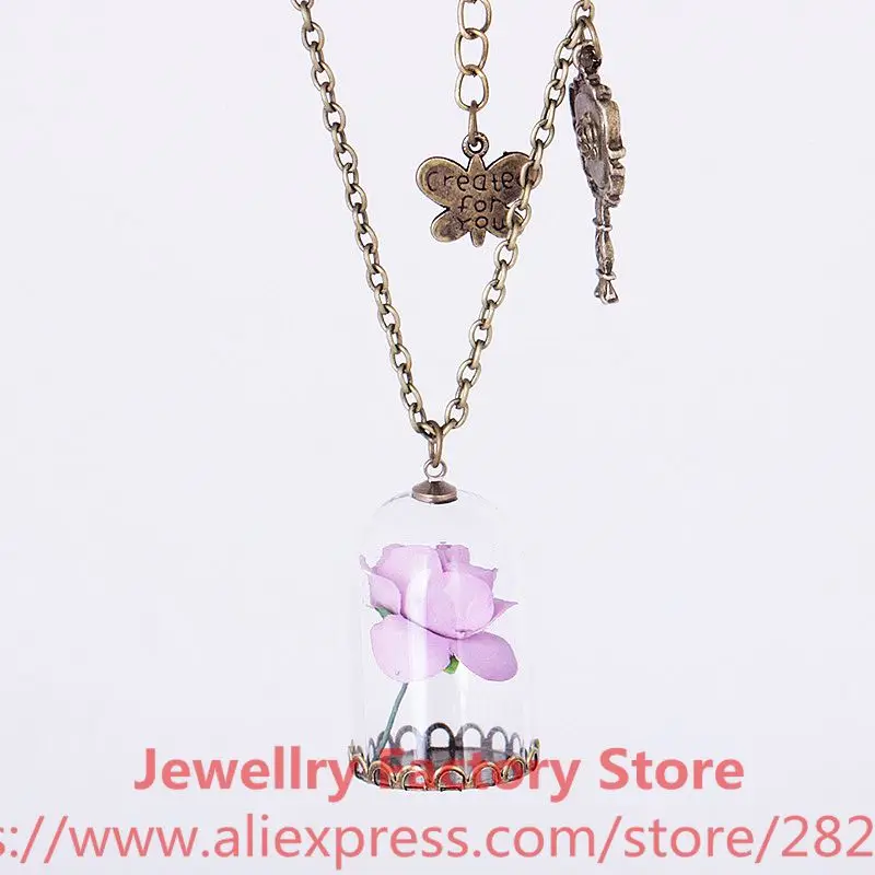 150 шт./лот ожерелье Красавица и Чудовище Заколдованная Роза в террариуме