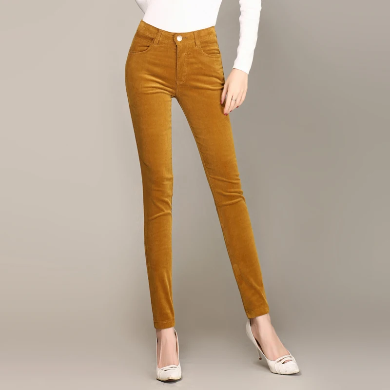 

Spring Fashion Velvet High waist casual pants corduroy high quality pants trousers straight trousers stretch Slim large size