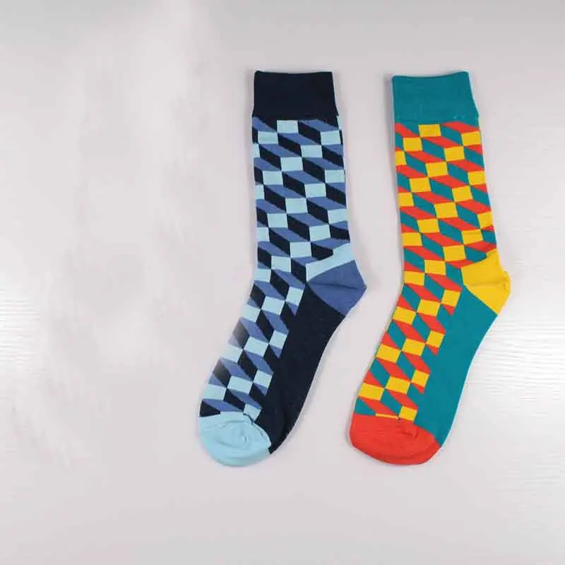 

[COSPLACOOL]Colorful Happy Skateboard Business Socks Men In Tube High Quality Meias Fashion Cotton Absorbent Elastic Unisex Sox
