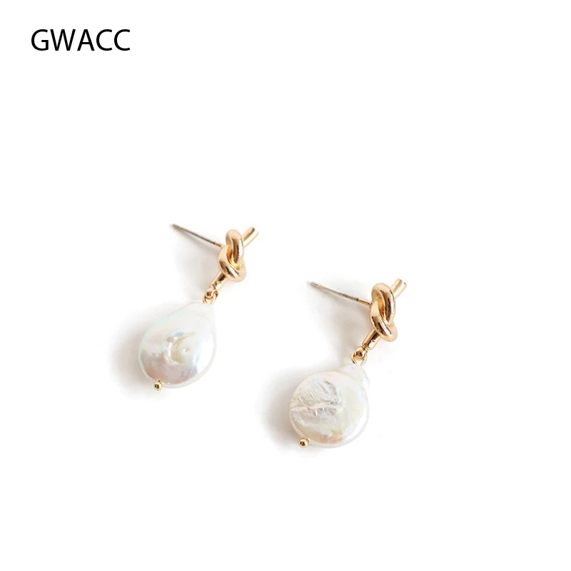 GWACC 925 Серебряная игла узел жемчужные Висячие серьги для женщин в стиле барокко