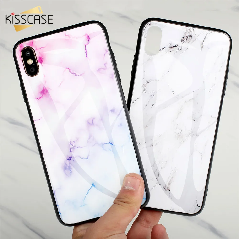 Чехол KISSCASE с мраморным узором для iPhone XR X XS Max 7 8 стеклянный чехол Plus 6S 6 TPU Edge Capinhas