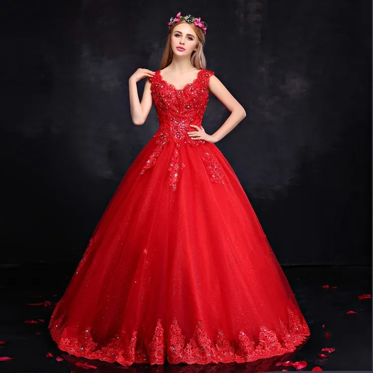 Красный аппликация кружева рукавов длиной до пола длина quinceanera платья 2017 sweet 16
