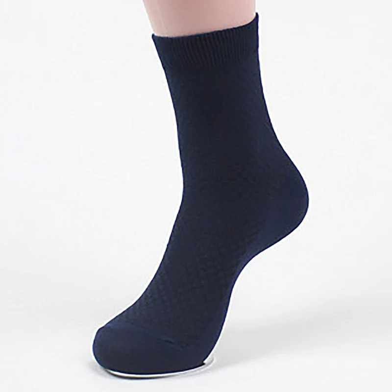5 Dark Blue Мужские носки из бамбукового волокна, брендовые Новые повседневные деловые антибактериальные дезодоранты, дышащие мужские длинные носки, 5 пар = 10 штук - Цвет: 5 Dark Blue