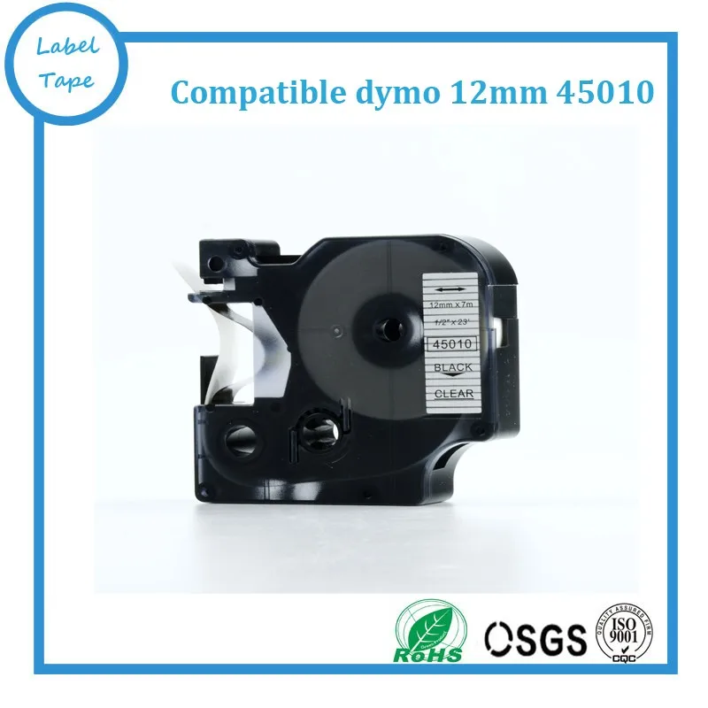 Лента Dymo D1 картридж для электронных этикеток черный на прозрачном 1/2 дюйма Ш x 23