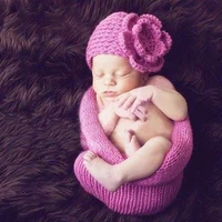 newborn sleeping bags hat cartoon photo props infant cotton warm soft handmake knit manual pink green sweater for gift souvenir